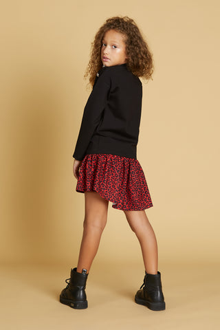 Short OFIUCO dress with shoulder buttons and spotted skirt