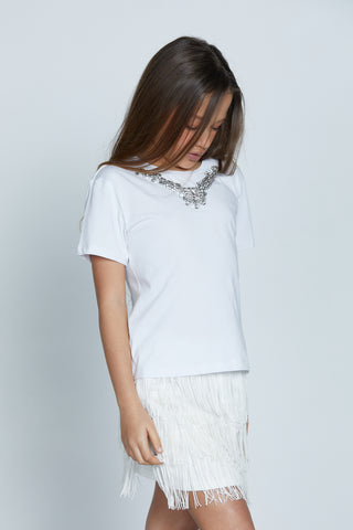 MAYO half-sleeved t-shirt with cabochon application