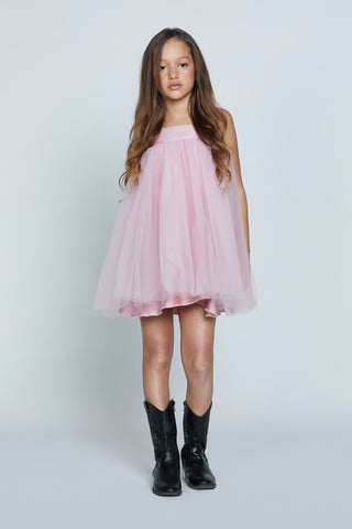 Abito VINE corto profili raso con balze tulle