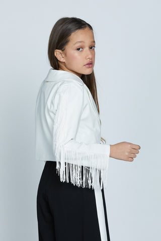 DATURA long sleeve jacket with double button fringes