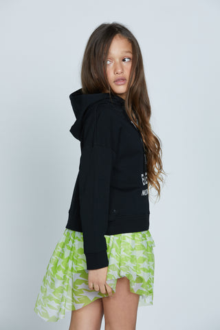 RIYADH long sleeve hooded sweatshirt with print and rhinestones