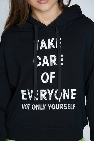 RIYADH long sleeve hooded sweatshirt with print and rhinestones