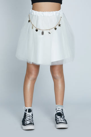 LOTEIN short tulle skirt with belt with relish pendants