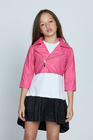 CHICORY jacket with short 3/4 sleeves and zip plus faux leather ts