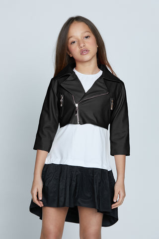 CHICORY jacket with short 3/4 sleeves and zip plus faux leather ts