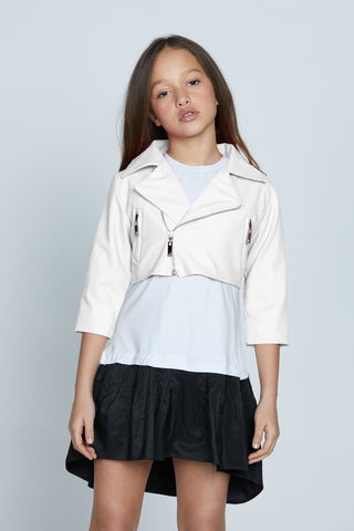 CHICORY jacket with short 3/4 sleeves and zip plus faux leather ts