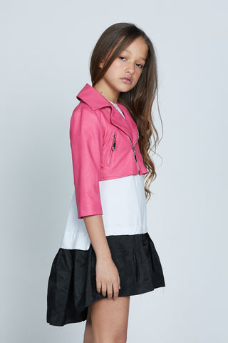 CHICORY jacket with short 3/4 sleeves and zip plus faux leather ts