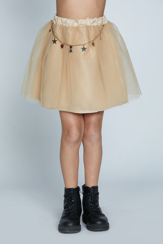 LOTEIN short tulle skirt with belt with relish pendants