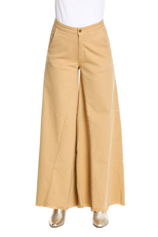 ZUFFRON trousers high waisted wide leg with fringed drill pockets 